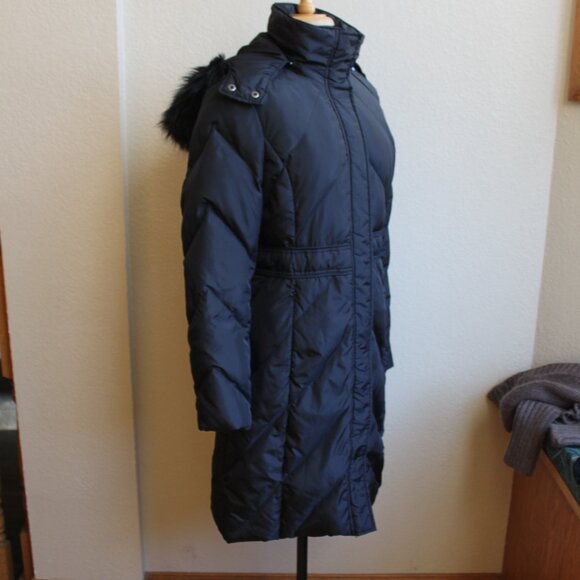 Kenneth Cole Reaction Women's Quilted Puffer Down Hooded Coat Jacket M Black - Picture 3 of 7